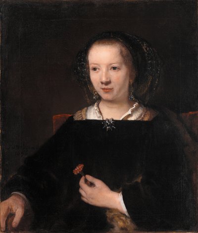 Jonge Vrouw met een Anjer door Rembrandt van Rijn